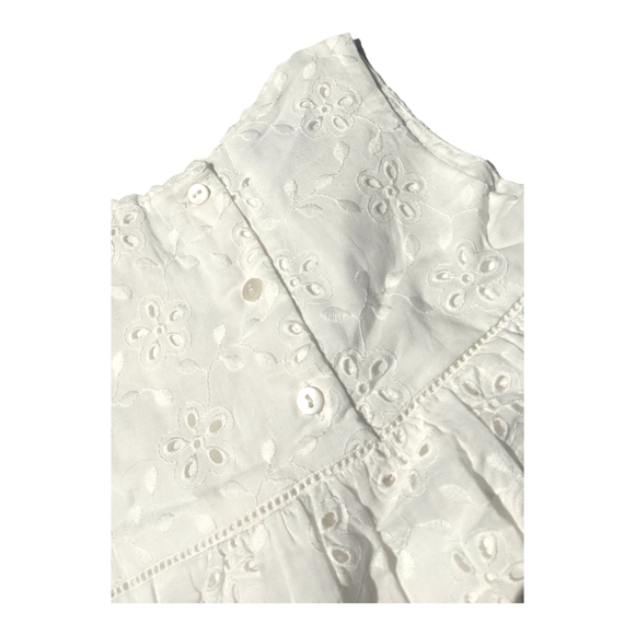 Gymboree Girls S 5-6 White Broderie Anglaise Floral Button Back Blouse - Picture 4 of 6